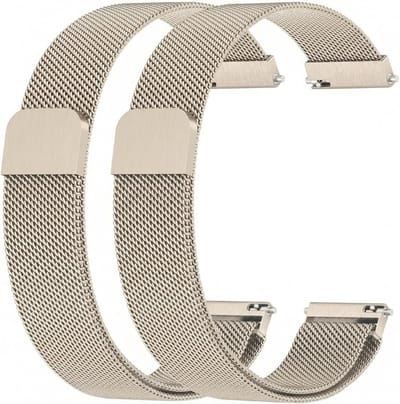 Elegante 18 mm RVS Mesh Horlogeband met Magnetische Sluiting voor Sporthorloges zoals Vivoactive 4S, Venu 2S en Forerunner 255S, Champagne Kleur