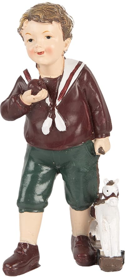 Clayre & Eef Kerstdecoratie Beeld Kind 15 cm Bruin Kunststof