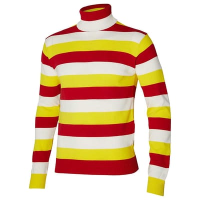 Apollo - Carnavalstrui gebreid - Oeteldonktrui - Turtle nek - Rood-Wit/Geel - Maat S t/m XXL - Carnaval - Carnavalskleding dames - Carnavalskleding heren