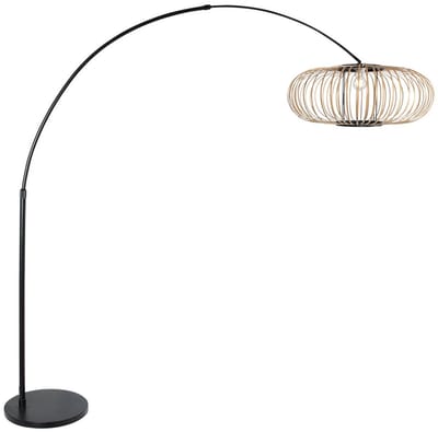 Vloerlamp Zwart Bamboe en Metaal Draaibaar, Kantelbaar en Uitschuifbaar Silva K2020BS