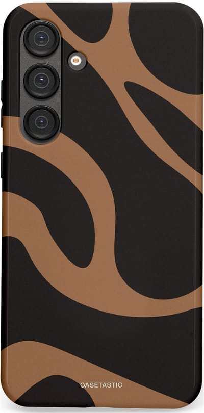 Casetastic Hoesje Geschikt voor Samsung S25 Plus - Stijlvolle Beschermende Duo-layer Case - Chocolade Golven