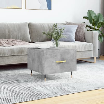 vidaXL - Salontafel - 50x50x40 - cm - bewerkt - hout - betongrijs