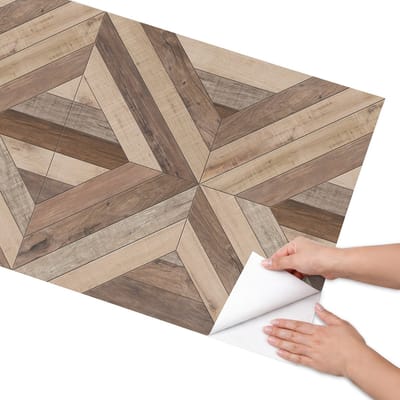 Coloray Meubel Wrap Folie - Bruin Meubelfolie - 65x130 cm - Meubelfolie Zelfklevend Houten puzzel - Wrapfolie Keuken - Geometrische Meubelfolie - Decoratiefolie - Tafeldecoratie - Texturen