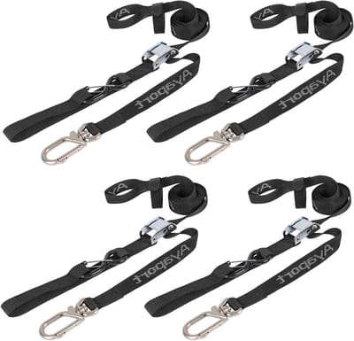 Motorfiets spanbanden - Tie-downs bagage riemen - Vervoer lading zekeren - Draaibare karabijnhaak - 2.8 cm x 2.1 meter - Zwart