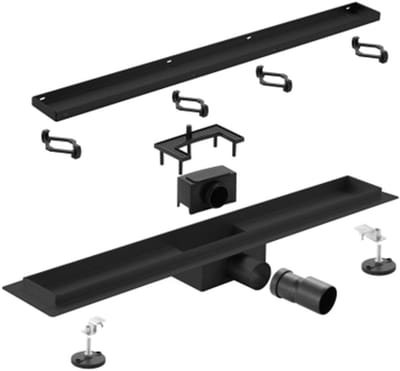 FugaFlow Efficiente Anta douchegoot - 70cm - met rooster - met flens - mat zwart