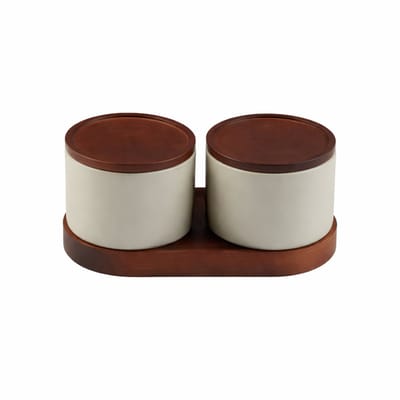 Bavary Terra Porseleinen Canister Set – 2-delig - voorraadpot