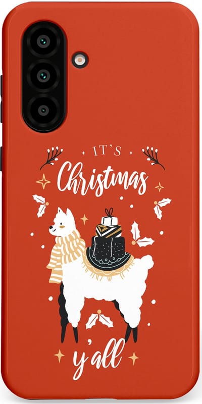 Casetastic hoesje geschikt voor Samsung Galaxy A36 / Samsung Galaxy A56 - Dubbellaagse bescherming - Rode Witte Kerst Lama - Fashion Case - Terracotta