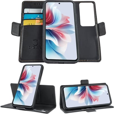 Geschikt voor Oppo Reno 11F - Book Case Hoesje - Uitneembaar Hoesje - Magnetische Sluiting - Portemonnee Rustic Zwart