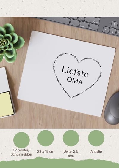 Akyol - liefste oma Muismat - Oma - de liefste oma - verjaardag - cadeautje voor oma - oma artikelen - kado - geschenk - 23 bij 19 cm