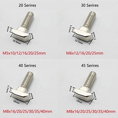 T Bolt Set Screw Bolt Fastener Tool for T-Slotted Aluminum Extrusion Carbon Steel 45 Series M8X25mm 20Pcs