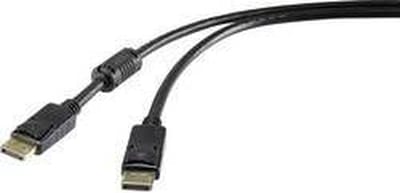 Renkforce DisplayPort Aansluitkabel DisplayPort-stekker, DisplayPort-stekker 0.50 m Zwart UHD 4K @ 60 Hz Vergulde steekcontacten, Met Ferrietkern RF-4229022