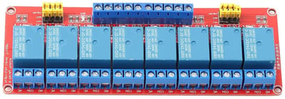 8-kanaals relais 24 V met opto-koppeling voor hoge of lage niveau-activering, ideaal voor automatisering en besturing