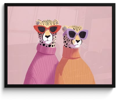 Poster in lijst - Fotolijst 70x50 cm - Posters - Jachtluipaarden - Zonnebrillen - Truien - Posterlijst zwart - Decoratie - Wanddecoratie woonkamer - Muurdecoratie slaapkamer