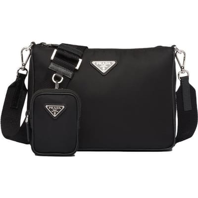 Prada Saffiano Multifunctionele Afneembare Schouderriem Drie-in-één Nylon Messenger Bag Aktetas Crossbody Tas Schoudertas 2VH113-064-F0002 Basic Set (Bag+Dust Bag) black