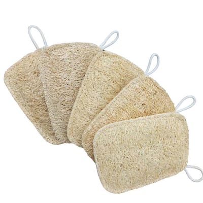QTTVBTNA - Loofah-spons - Sterk voor vet- en vuilverwijdering - Geschikt voor afwassen, kookplaat, gootsteen en badkamer - Beige - 7x11cm - 6 Stuks