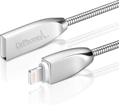DrPhone ALU2 – Volledig Aluminium Lightning 8-Pin USB Kabel – 1 Meter – Datakabel & Oplaadkabel – Extra Sterk & Huisdierbestendig – Geschikt voor Apple iPhone/iPad/iPod