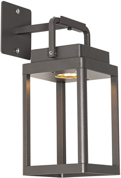 QAZQA yara - Moderne Dimbare LED Wand lantaarn met Dimmer - 1 lichts - D 14.3 cm - Donkergrijs - Buitenverlichting