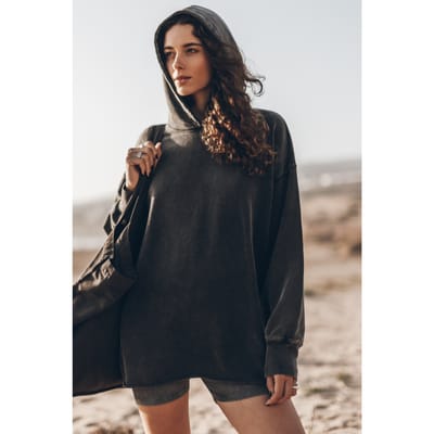 Mikuta The Grey Faded Long Base Hoodie Grey Maat: S | Sweaters Outlet | Dames | Grijs