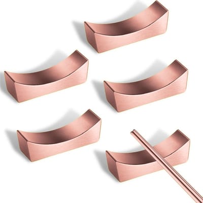 House of Husk Eetstokjes Houder Set - Rose Gold Chopstick Holder - Rose Goud - Sushi Servies - RVS - 5 Stuks