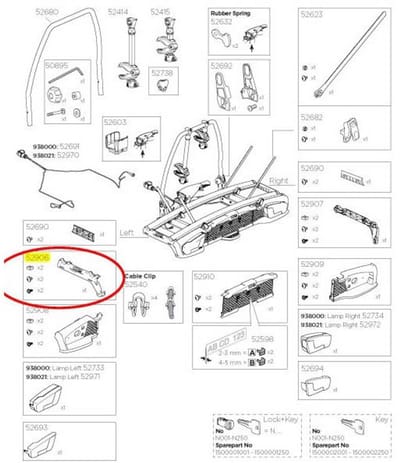 Thule Left End Plastic 938 Velospace Reserveonderdeel Zwart