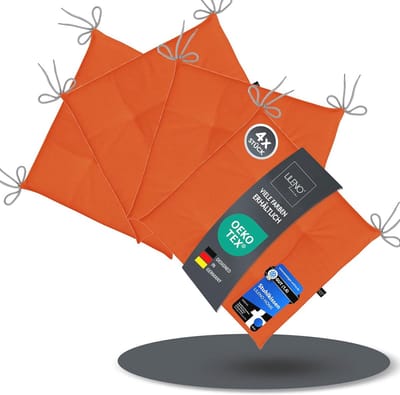 Set van 4 oranje stoelkussens 40 x 40 cm - UV-bestendig en multifunctioneel