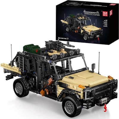 Militaire Aanval Jeep Speelgoedauto, Modelbouwset voor Volwassenen, Off-Road Voertuig, Creatief Cadeau voor Verjaardag, Meer dan 1477 Onderdelen
