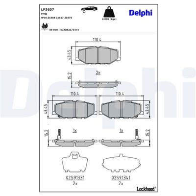 Remblokset DELPHI LP3637, voor