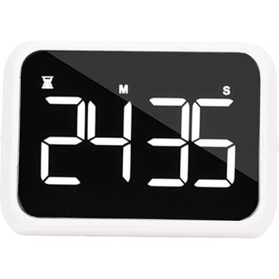 Digitale Timer 4 Inch LED-scherm Instelbare Helderheid en Volume Magnetische Count Down Up Timer voor Studie Koken Fitness wit