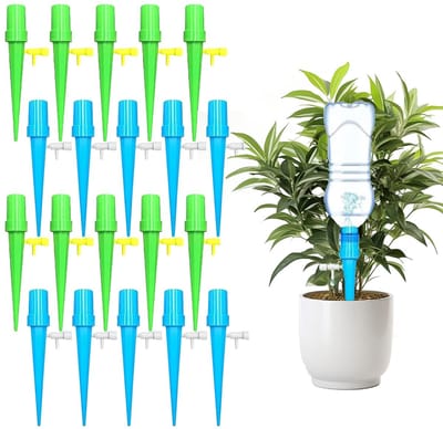 pack) - Automatisch bewateringsapparaat - Plantenbewateringssysteem - Automatische bewateringsspike voor planten - Automatische bewateringsset (20 - Met regelklep met langzame afgifte - Voor kamerplanten en potplanten buiten