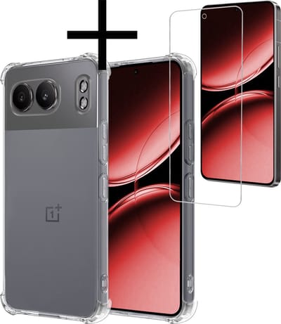 Hoesje - Met Screenprotector - Geschikt voor OnePlus Nord 4 - Sterk & Shockproof - Siliconen Case - Back Cover - Telefoon Hoes - Shock Proof - Transparant