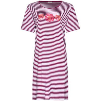 Pastunette - Nachthemd - Paradise Pink - Organisch Katoen - Bourdeaux/Wit- Maat 46