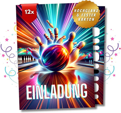 Uitnodigingskaarten Bowling Kinderverjaardag Jongens Meisjes 12 Stuks DIN A6