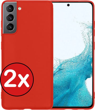 Hoesje - 2 Stuks - Geschikt voor Samsung Galaxy S22 - Sterk & Shockproof - Telefoonhoes - Back Cover - Case Siliconen - Telefoon Hoes - Rood