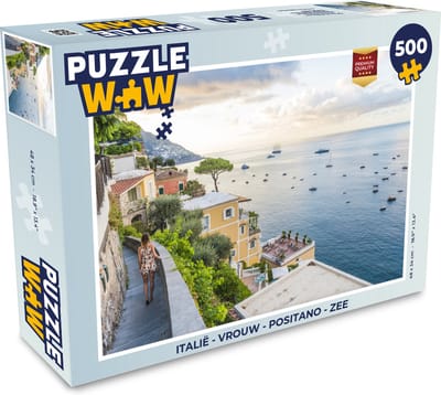 Puzzel Italië - Vrouw - Positano - Zee - Legpuzzel - Puzzel 500 stukjes