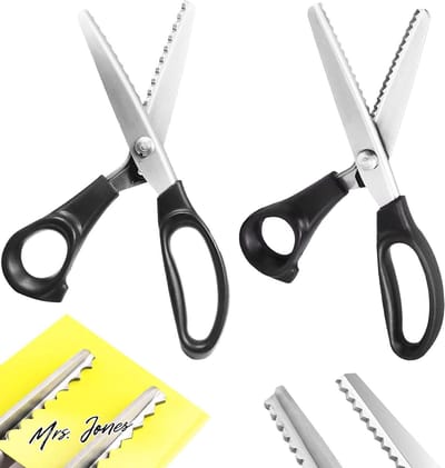 Mrs. Jones Professionele Naaischaar Zigzagschaar - 2-delige Schaar Voor Kleding Stof Leer Katoen Papier - Knippen Op Maat (Gekartelde En Geschulpte Randen) .