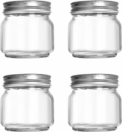 Set van 4 Inmaakpotten met Deksel, Perfect voor Zelfgemaakte Jam, Inleggen en Bewaren van Voedsel (250ml)