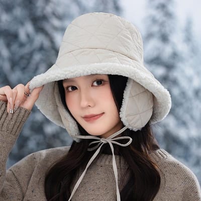Fleece Diamantruit Vissershoed Japanse Winddichte en Warme Oorbescherming Hoed Veelzijdige Gezichtslank Makende Kleine Lei Feng Hoed One Size gray