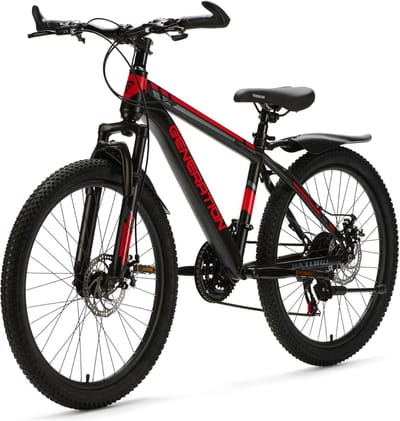 Kinder Mountainbike - Jongensfiets Meisjesfiets - Avontuurlijke Ritten - 21 Versnellingen Schijfremmen - 24 inch - Rood