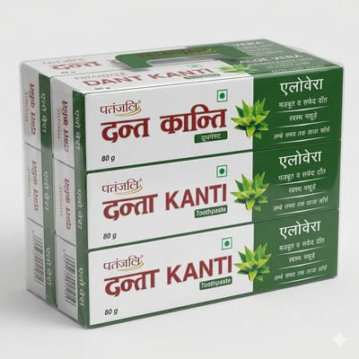 Patanjali Dant Kanti Aloë Vera Tandpasta - Natuurlijke Kruidenformule voor Complete Mondverzorging, Frisheid en Gezond Tandvlees - 6 X 150g