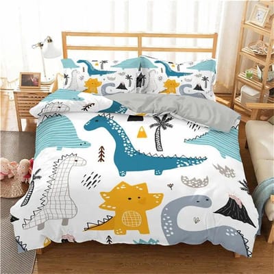 3d Dinosaurus Familie Beddengoed Set Voor Kinderen Cartoon Bedrukt Dekbedovertrek Enkel Jongens Dekbedovertrek Set Enkele Maat Beddengoed 70x133cm