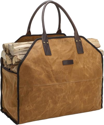 Draagtas voor brandhout - Waterdichte afdekking - Kamperen en tuinieren - Brandvertragende stof - 59 x 17 x 48 cm