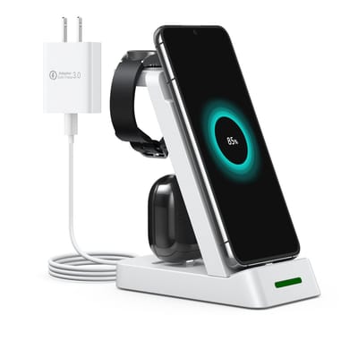 3-in-1 Draadloze oplader voor mobiel, Samsung smartwatch en hoofdtelefoon
