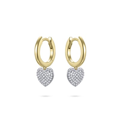 Gisser Jewel - Oorringen KC1025Y - Geelgoud verguld - 2 x 13.5 mm met pave hartjes