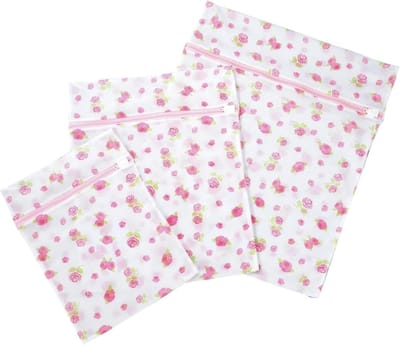 Wasmand Organizer - Wasknijperzak Wasnet - Kleding Beschermen - Met Rits Decoratie - 3 Stuks - Wit