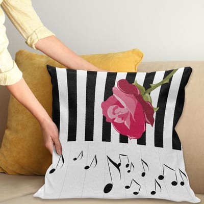 ABAKUHAUS Moderne Kussenhoes 40x40 cm – Dubbelzijdige druk – Rood Rosa op Klavier – Rits