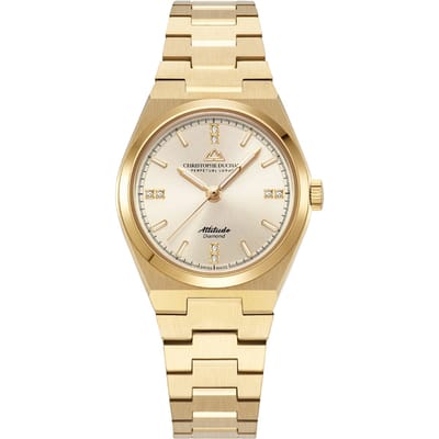 Christophe Duchamp Attitude Double Diamond Dameshorloge – Luxe – Edelstalen Kast – Diamantaccenten – Saffierglas