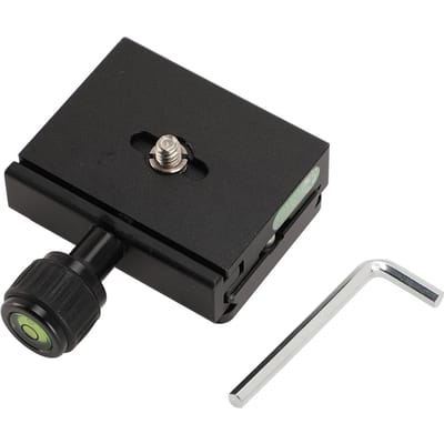 Pince à Plateau à Dégagement Rapide pour Trépied Filetage 3/8 Pouce Pince QR et Plateau 60 mm avec Niveau à Bulle pour black