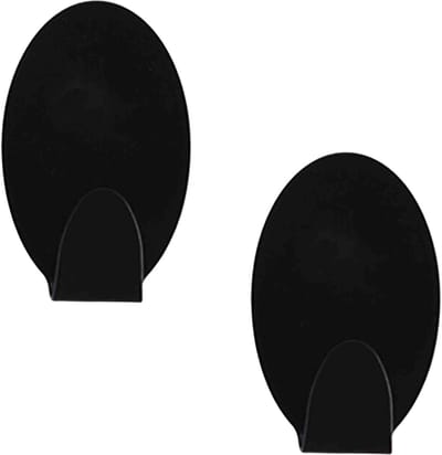 Excellent houseware ophang haakjes - zelfklevend - ovaal - zwart - 8x stuks - rvs