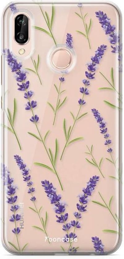 Fooncase Hoesje Geschikt voor Huawei P20 Lite - Shockproof Case - Back Cover / Soft Case - Purple Flower / Paarse bloemen