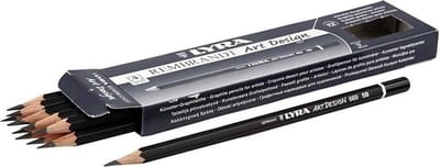 Tekenpotloden - 12x - professionele grafietpotloden - hardheid 6B - D 6,9 mm - vulling 1,8 mm